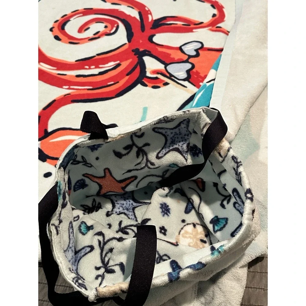 Vera Bradley Beach Blanket Towel in Bag SEA LIFE Ocean Octopus Sea Starfish Bag